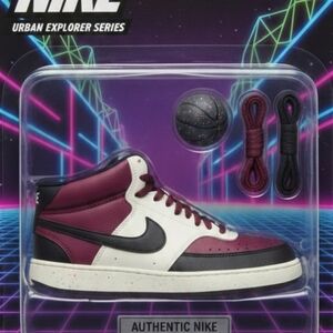 Nike Court Vision Men's Burgundy Black High-Top Sneakers US 10.5 DN 3577-600